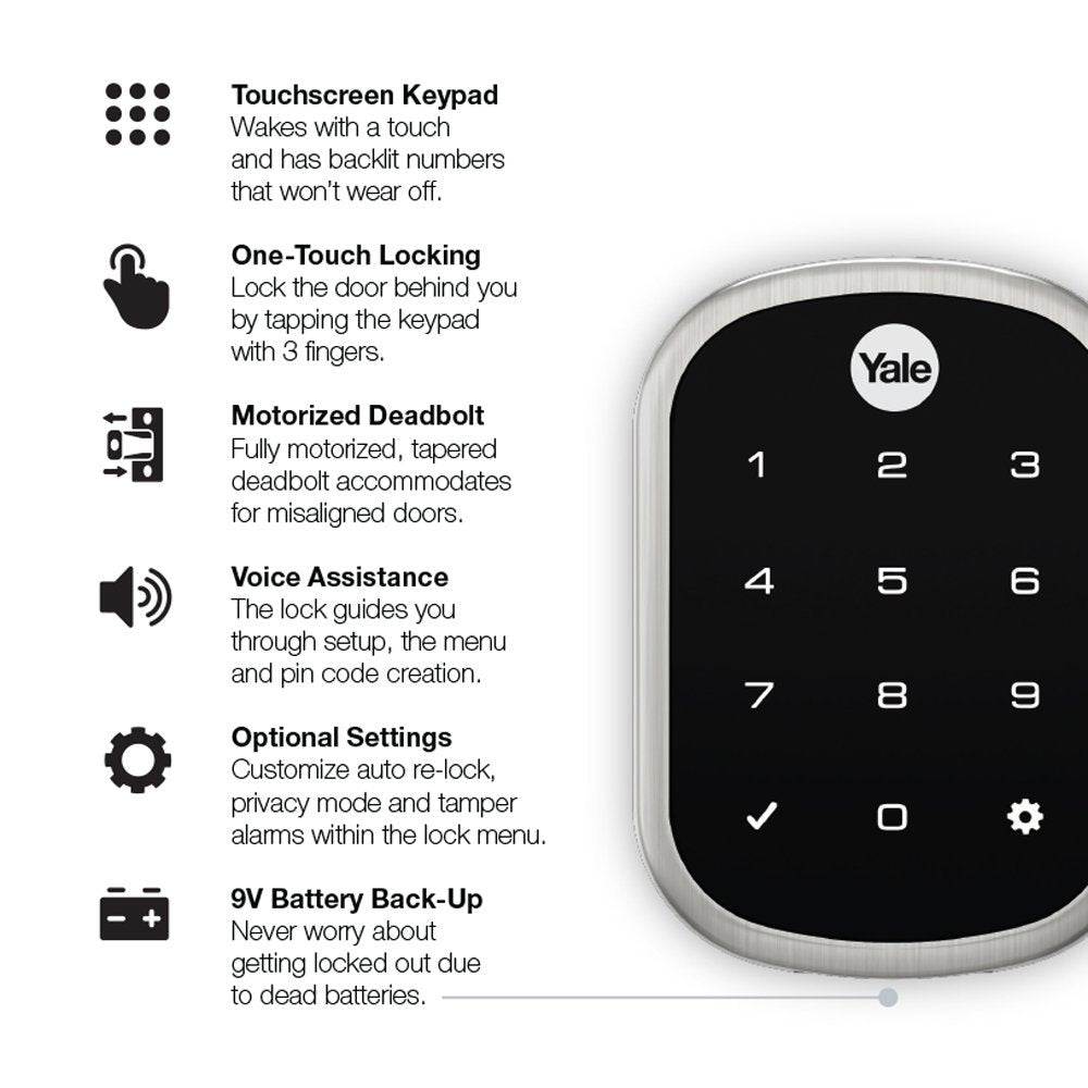 Yale YRD256-ZW2-619 serratura smart nichel satinato