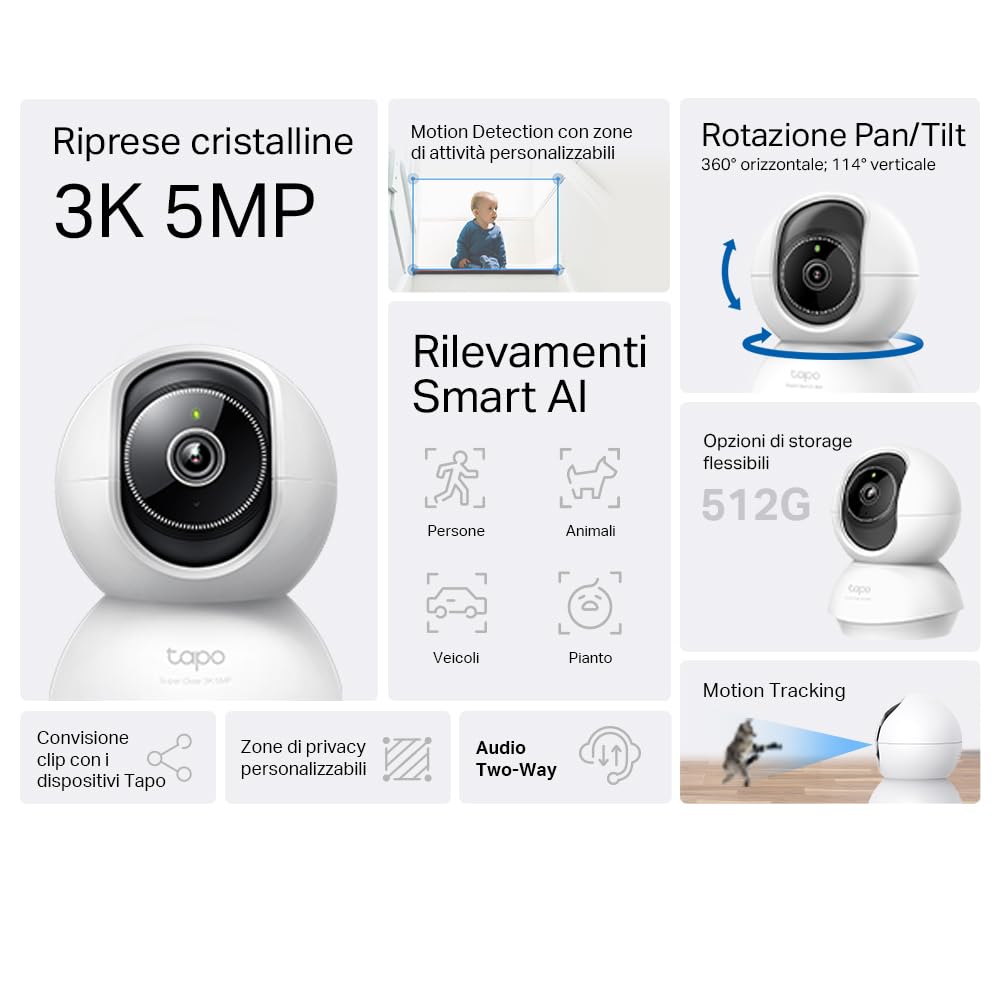 TP-Link Tapo C230 Telecamera Interno 3K Bianco Avorio