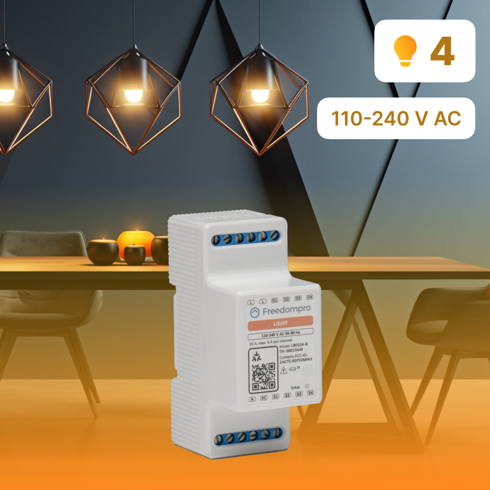 Freedompro LB0104-B Modulo WiFi 4 Luci DIN Quadro Matter