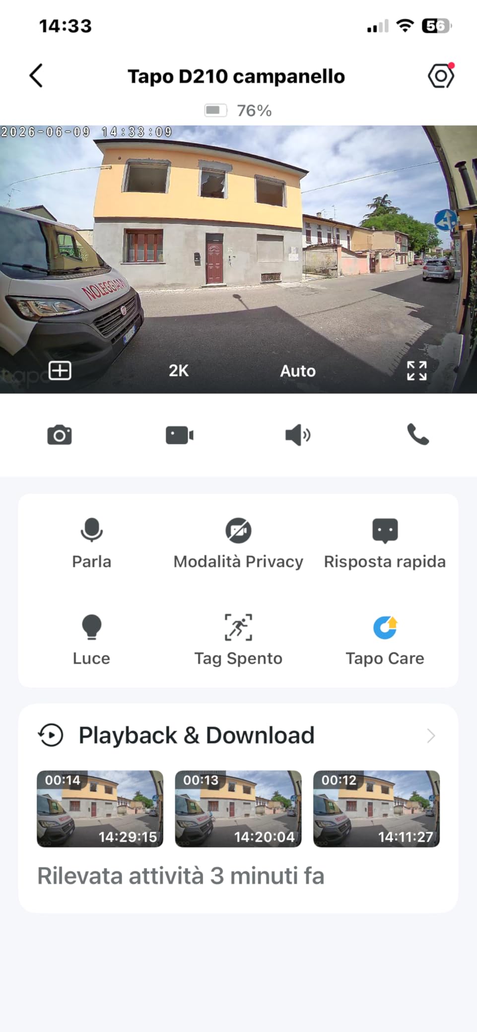 Tapo D210 videocitofono WiFi nero opaco 2K batteria