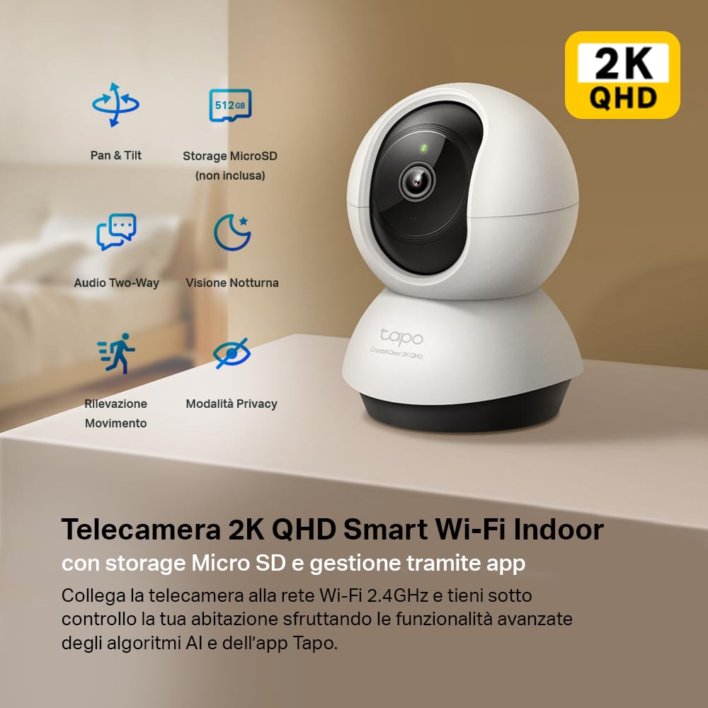 TP-Link Tapo C220 Telecamera Interno 2K Beige